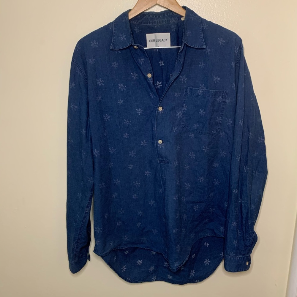 Our Legacy denim half button long sleeve shirt - Picture 4 of 6